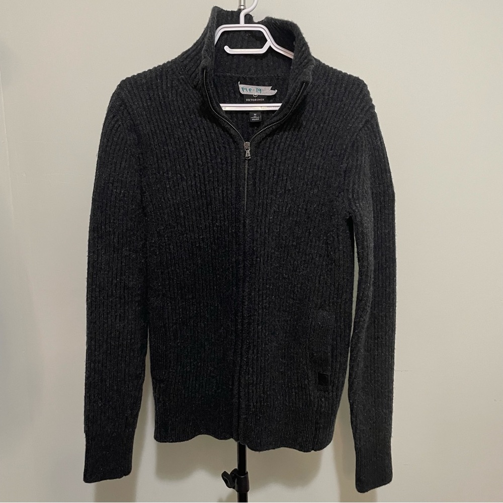 Victorinox 100% Lambswool Wool Zip up Sweater Size Medium